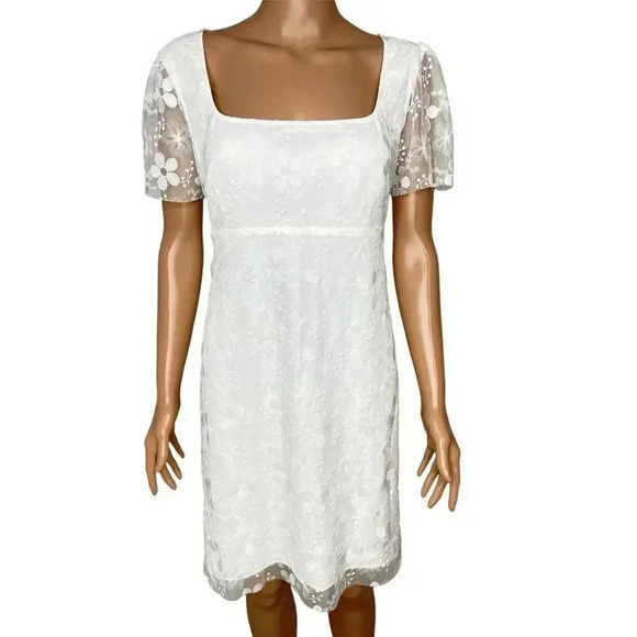 STAUD Sandra white lace mini dress size 12 NWOT - Picture 5 of 13